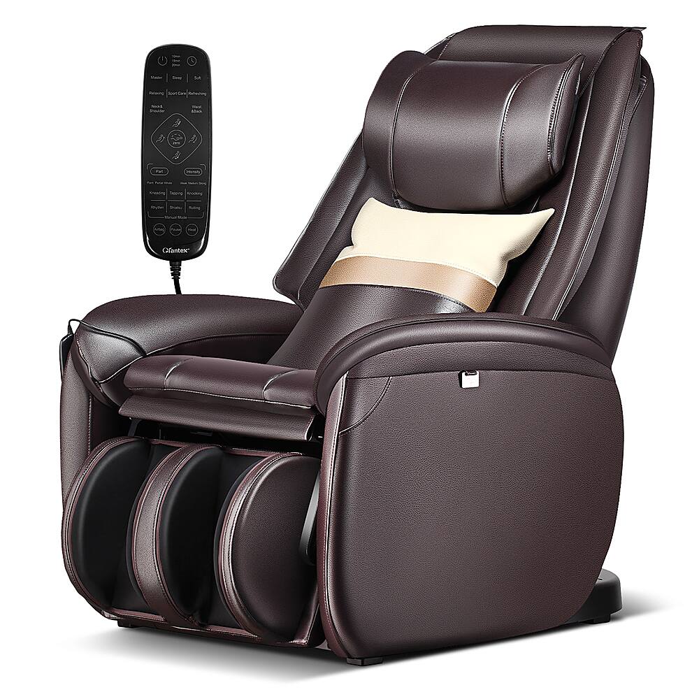 Costway - Full Body SL Track Zero Gravity Massage Chair with Pillow Reversible Footrest Heat - Brown