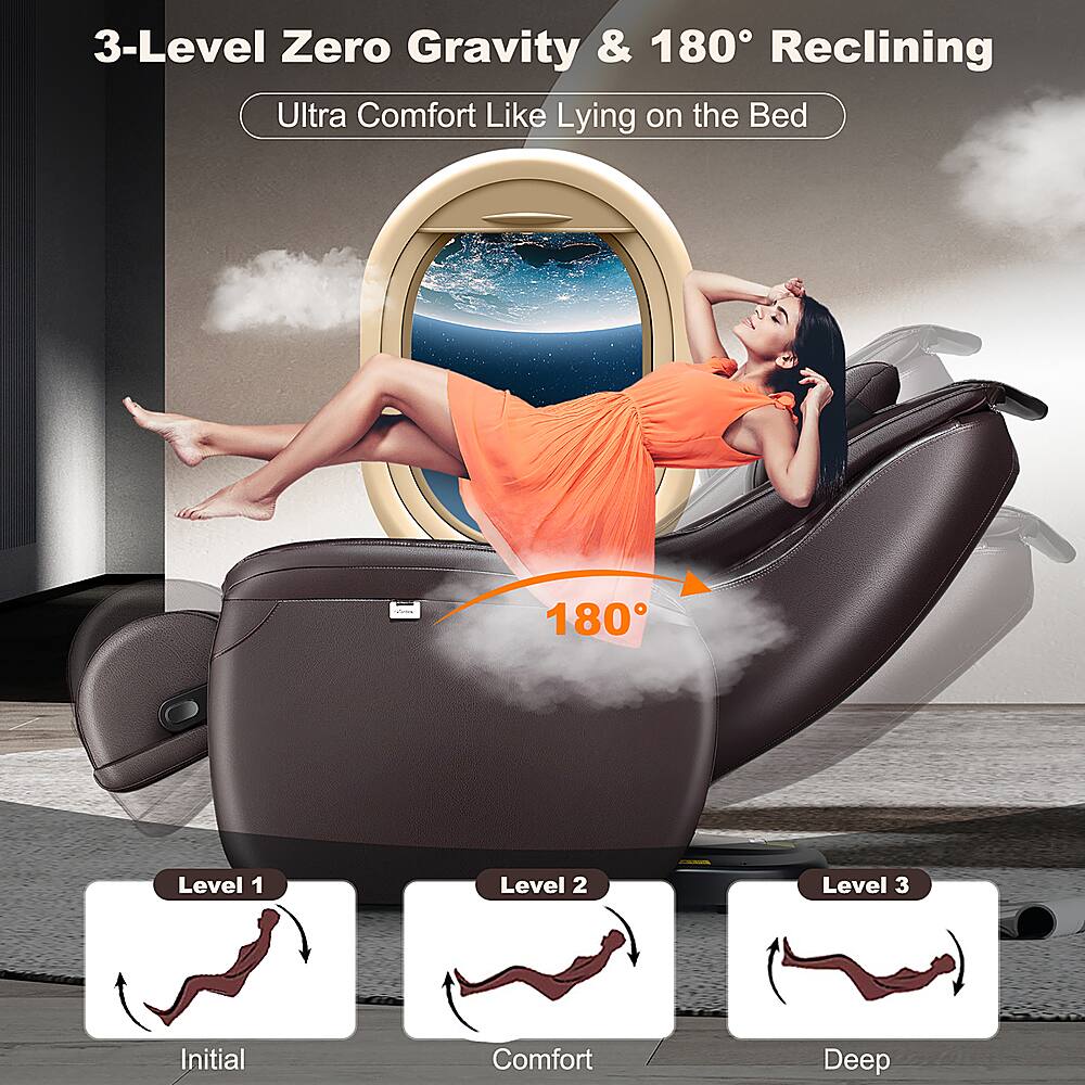 3-Level Zero Gravity & 180 Reclining Ultra Comfort Like Lying on the Bed - Initial, Comfort, Deep