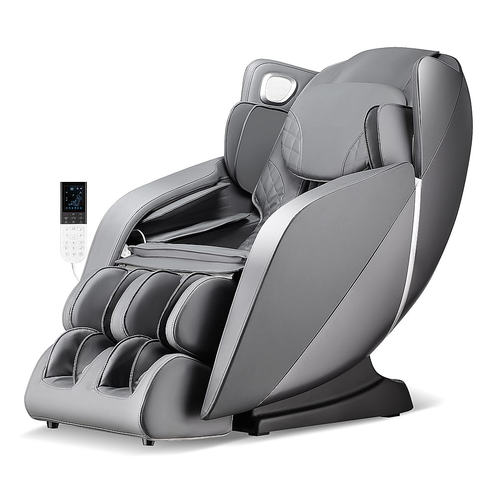 Front. Costway - Comfort Full Body Massage Chair with Voice Control Heat Foot Roller - Grey.