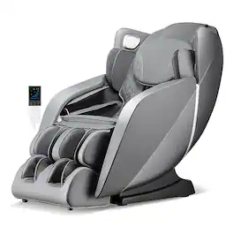Costway - Comfort Full Body Massage Chair with Voice Control Heat Foot Roller - Gray