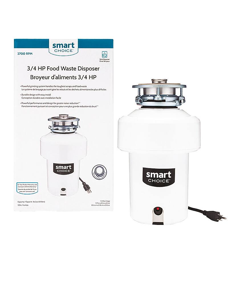 Angle. Smart Choice - Smart Choice 3/4HP Garbage Disposal - White.