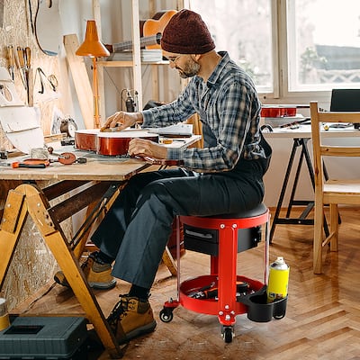 Costway Goplus Workshop Creeper Seat Rolling Mechanic Stool with2 Costway Goplus Workshop Creeper Seat Rolling Mechanic Stool with2