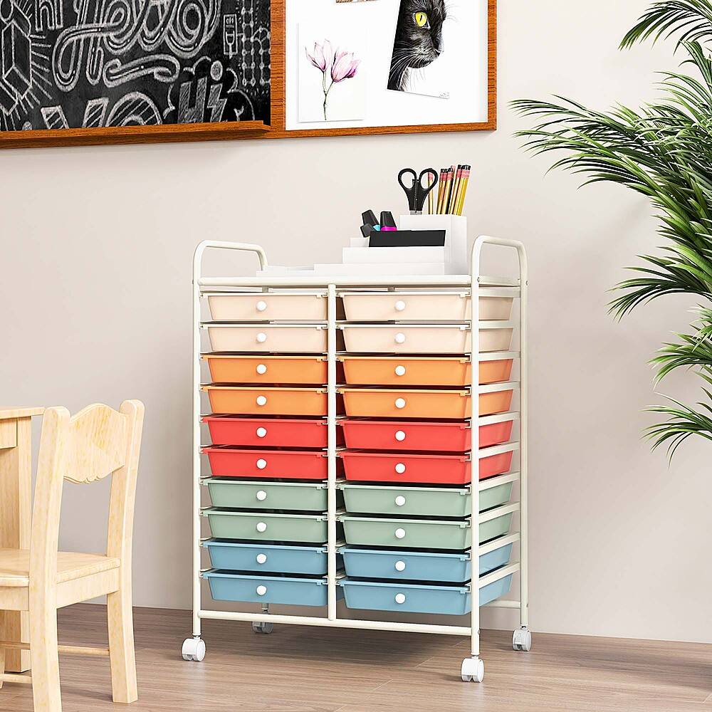 Costway 20 Drawers Rolling Storage Cart Art Craft Organizer on Wheels