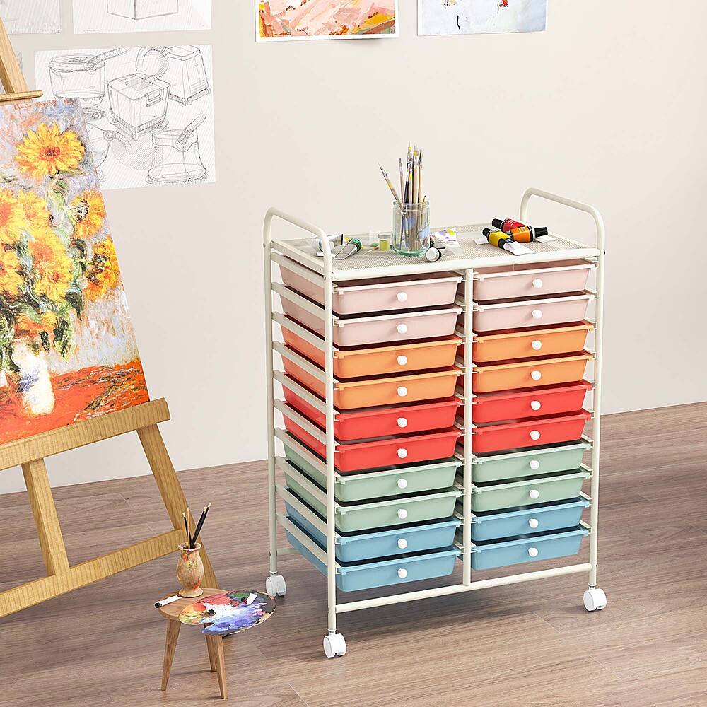 Costway 20 Drawers Rolling Storage Cart Art Craft Organizer on Wheels