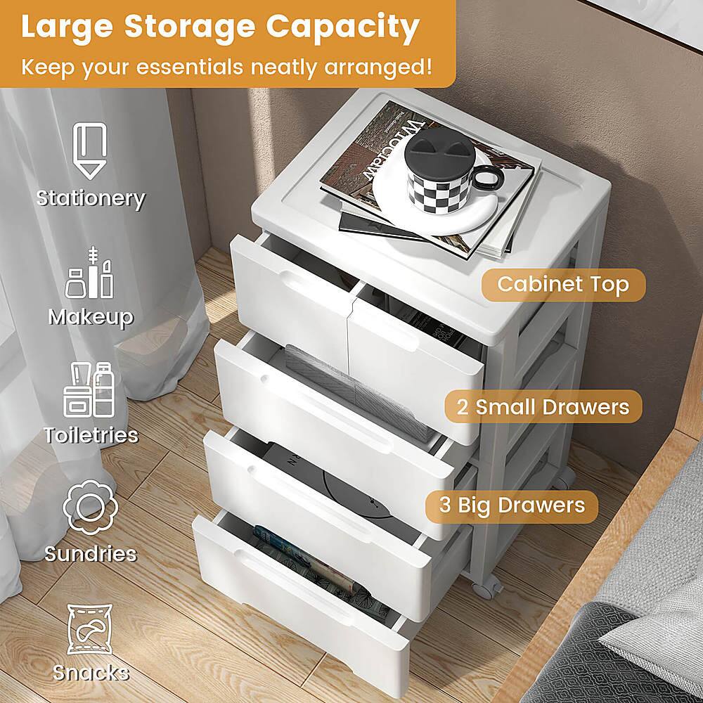 Large Storage Capacity Keep your essentials neatly arranged! Wroclaw Stationery Makeup Cabinet Top Toiletries 2 Small Drawers 3 Big Drawers Sundries Snacks