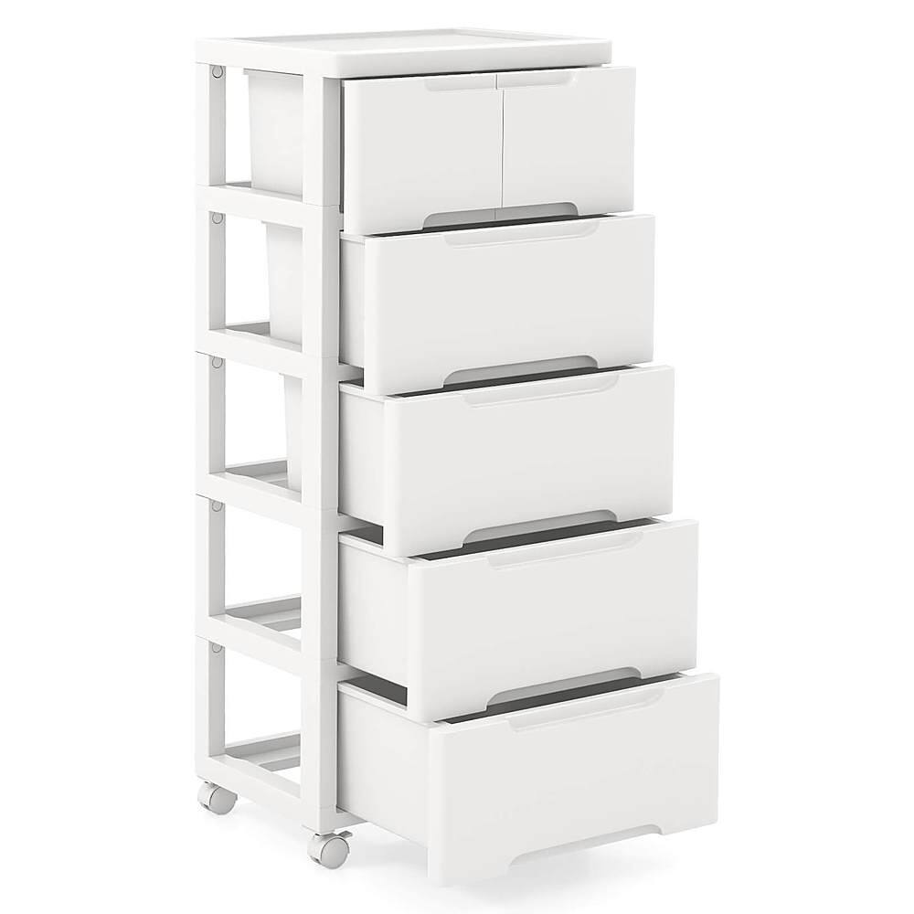 Alt View 19. Costway - Costway 1 PCS 6-Drawer Plastic Rolling Storage Cart with 4 Universal Wheels Dresser Cabinet - White.