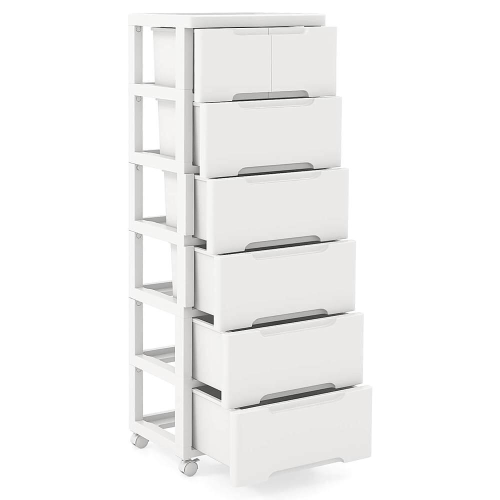 Alt View 19. Costway - Costway 1 PCS 7-Drawer Plastic Rolling Storage Cart with 4 Universal Wheels Dresser Cabinet - White.