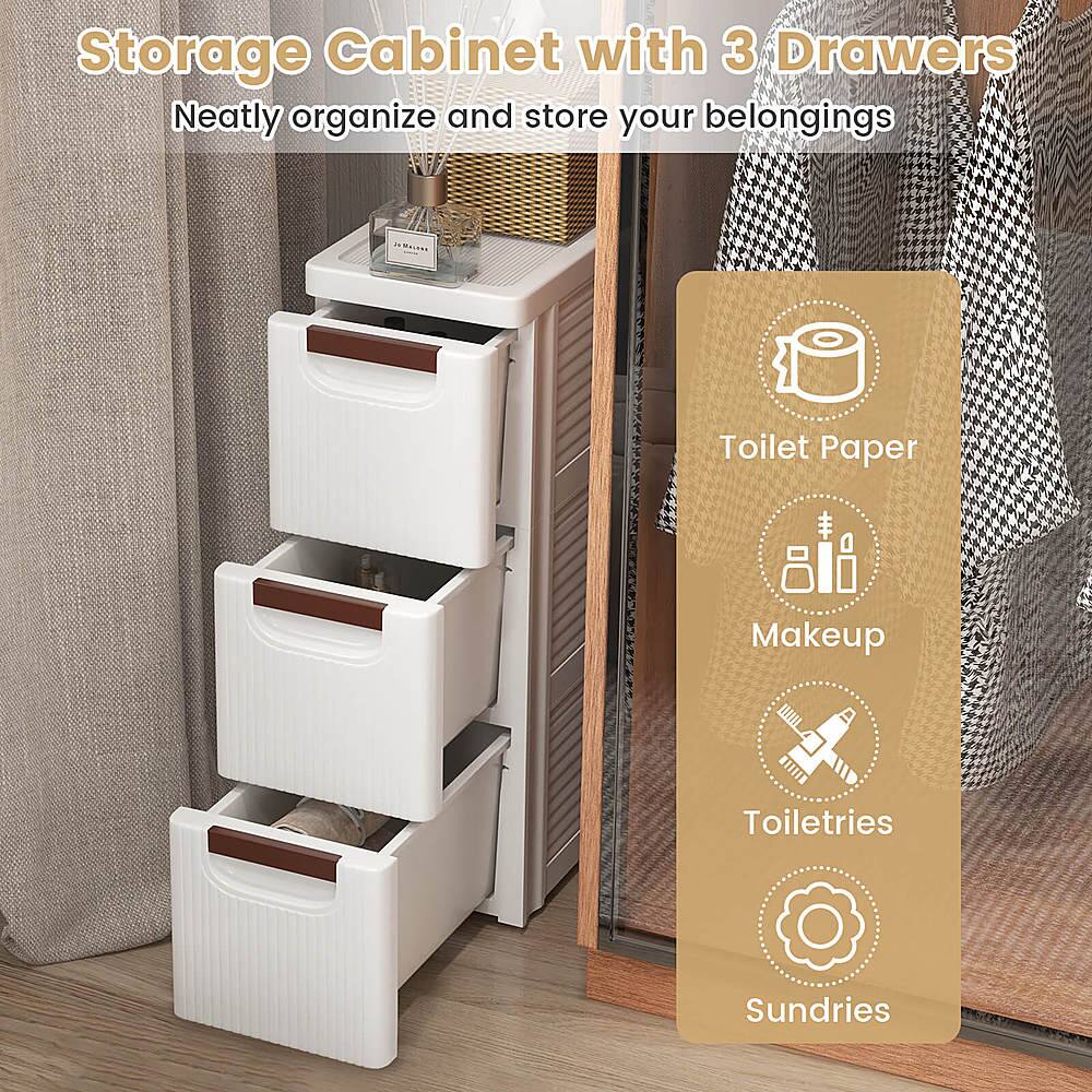 Storage Cabinet with 3 Drawers Neatly organize and store your belongings - Toilet Paper, Makeup, Toiletries, Sundries.