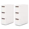Front. Costway - Costway 2 PCS 3-Drawer Narrow Rolling Storage Cabinet with Pull Handles Built-in Wheels - White.