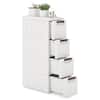 Front. Costway - Costway 1 PCS 4-Drawer Narrow Rolling Storage Cabinet with Pull Handles Built-in Wheels - White.