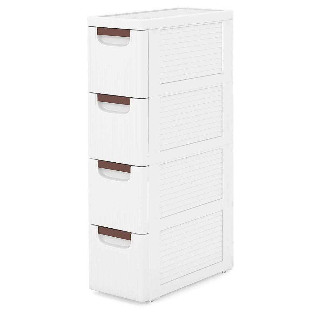 Alt View 19. Costway - Costway 1 PCS 4-Drawer Narrow Rolling Storage Cabinet with Pull Handles Built-in Wheels - White.