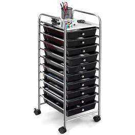 Costway - 10 Drawer Rolling Storage Cart Scrapbook Paper Office School Organizer - Black
