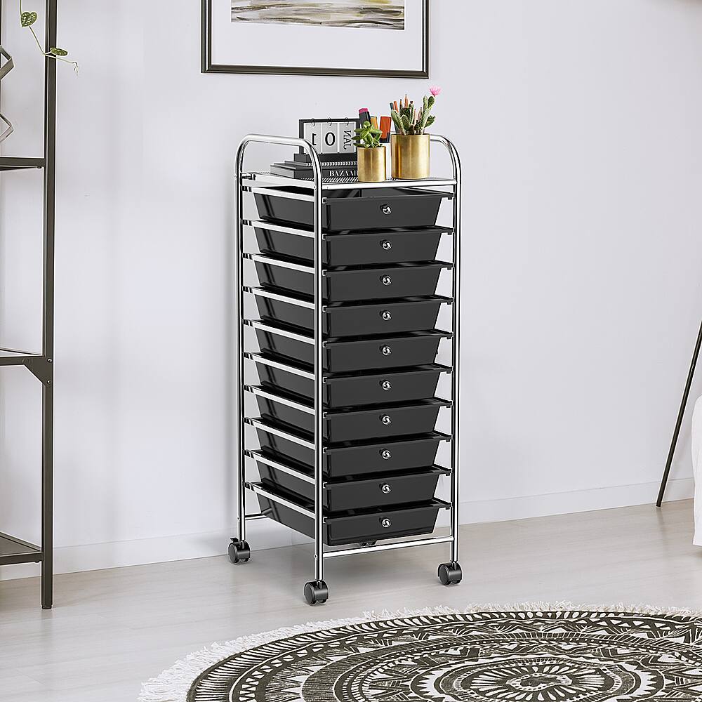 Alt View 11. Costway - Costway 10 Drawer Rolling Storage Cart Scrapbook Paper Office School Organizer - Black.
