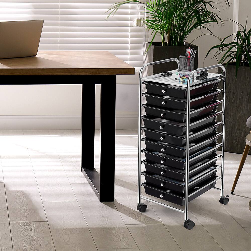 Alt View 12. Costway - Costway 10 Drawer Rolling Storage Cart Scrapbook Paper Office School Organizer - Black.