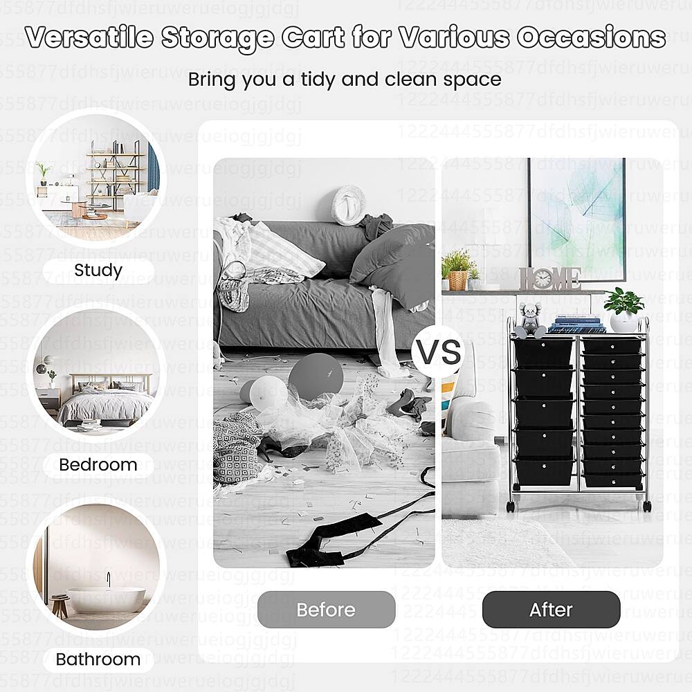 Costway 15 Drawer Rolling Organizer Cart Utility Storage Tools