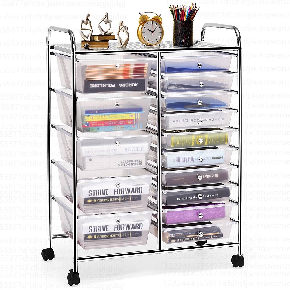 Costway 15 Drawer Rolling Storage Cart Tools Scrapbook Cosmetics Paper