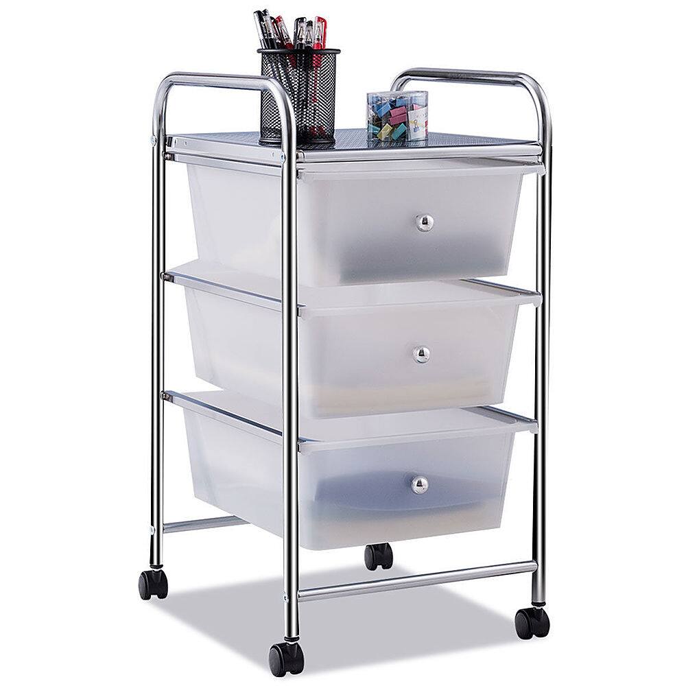 Costway 3 Drawers Metal Rolling Storage Cart Scrapbook Supply & Paper ...