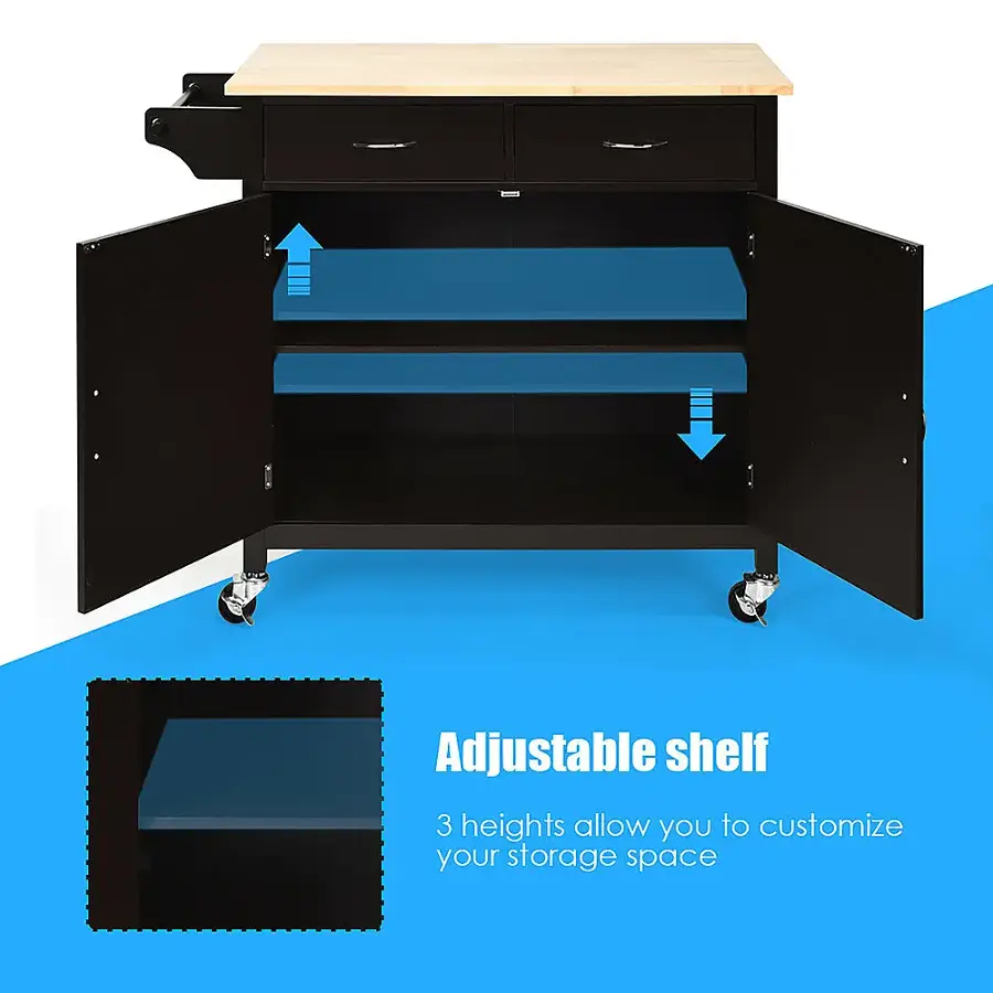 Adjustable shelf with 3 heights allows you to customize your storage space.
