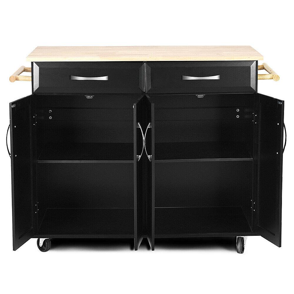 Alt View 20. Costway - Costway Rolling Kitchen Trolley Island Cart Wood Top Storage Cabinet Utility W/ Drawers - Black.