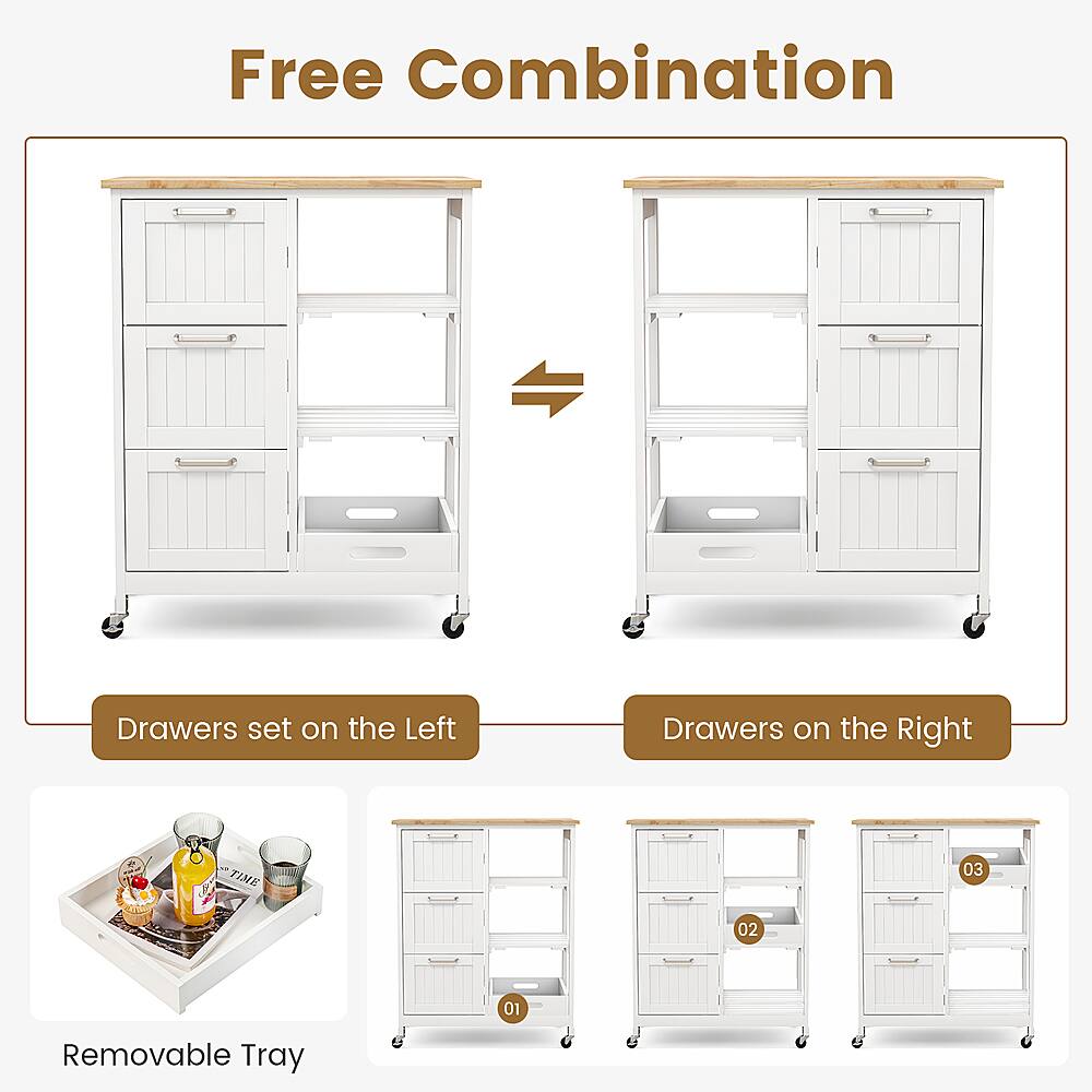 Free Combination Drawers set on the Left Drawers on the Right - TIME 03 02 01 Removable Tray