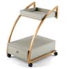 Front. Costway - Costway Rolling End Table with Storage Drawer Tray Top 4 Casters Modern Bedside Trolley - Grey/Gold.