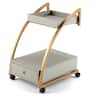 Costway - Rolling End Table with Storage Drawer Tray Top 4 Casters Modern Bedside Trolley - Grey/Gold