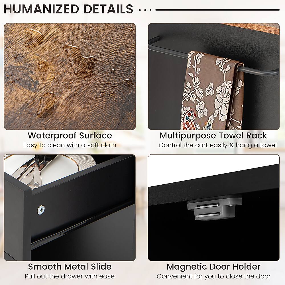 Costway Kitchen Island Cart Rolling Storage w/ Drawer & Spice