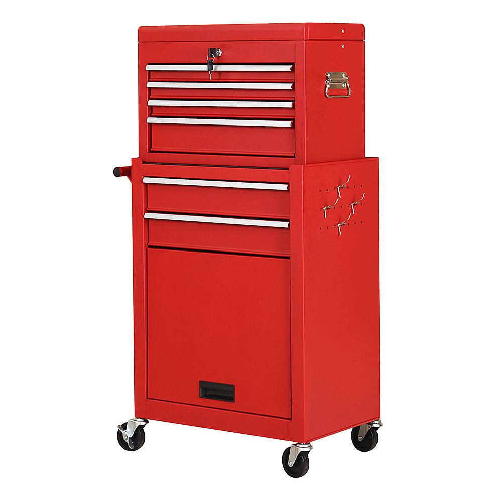 Alt View 18. Costway - Costway 2 in 1 Rolling Cabinet Storage Chest Box Organizer w/ 6 Drawers - Red.