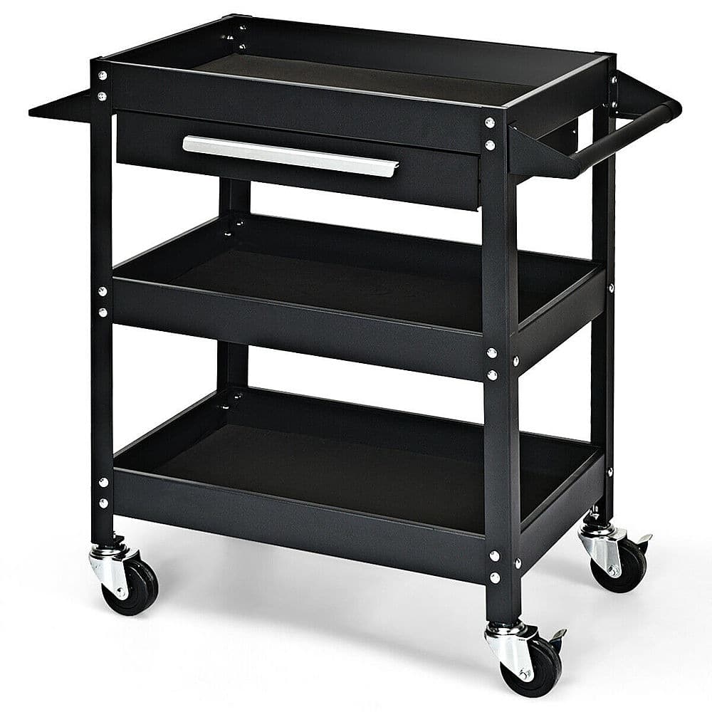 Alt View 18. Costway - Costway Three Tray Rolling Tool Cart Mechanic Cabinet Storage ToolBox Organizer w/Drawer - Black.