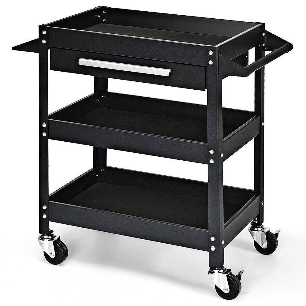 Alt View 18. Costway - Costway Three Tray Rolling Tool Cart Mechanic Cabinet Storage ToolBox Organizer w/Drawer - Black.