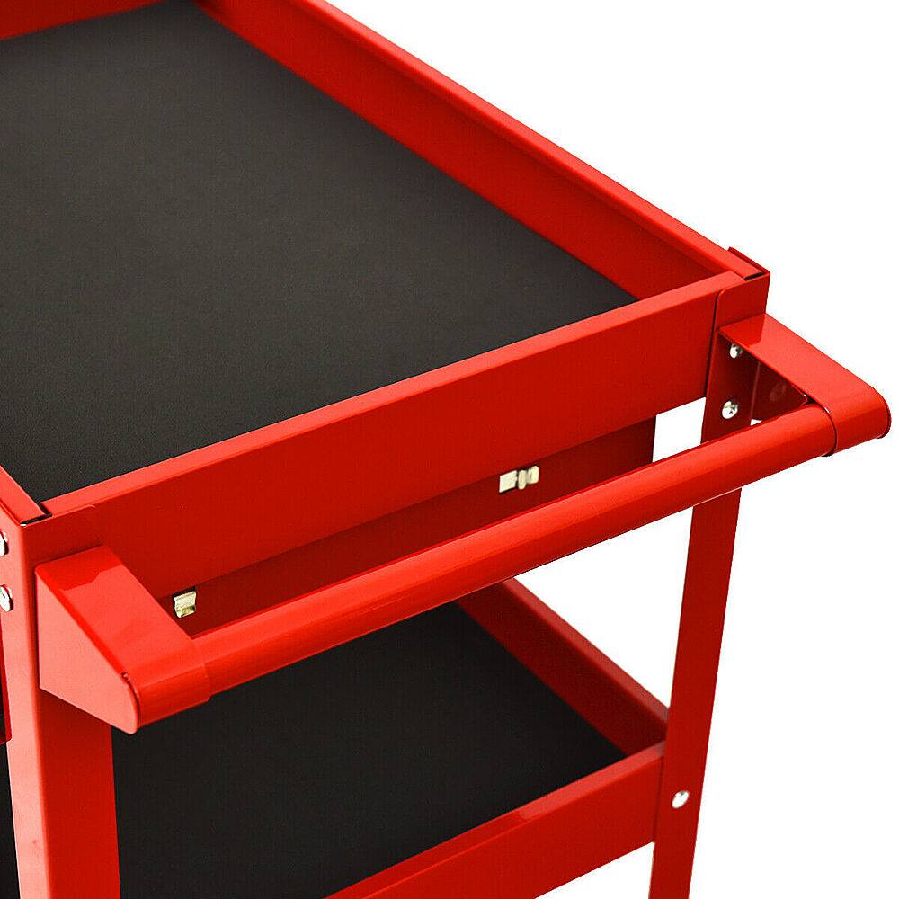 Alt View 19. Costway - Three Tray Rolling Tool Cart Mechanic Cabinet Storage ToolBox Organizer w/Drawer - Red.