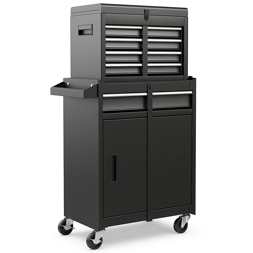 Alt View 19. Costway - Costway 5-Drawer Rolling Tool Chest Cabinet Metal Tool Storage Box Lockable with Wheels - Black.