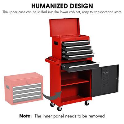 Costway 2 in 1 Tool Chest & Cabinet with 5 Sliding Drawers