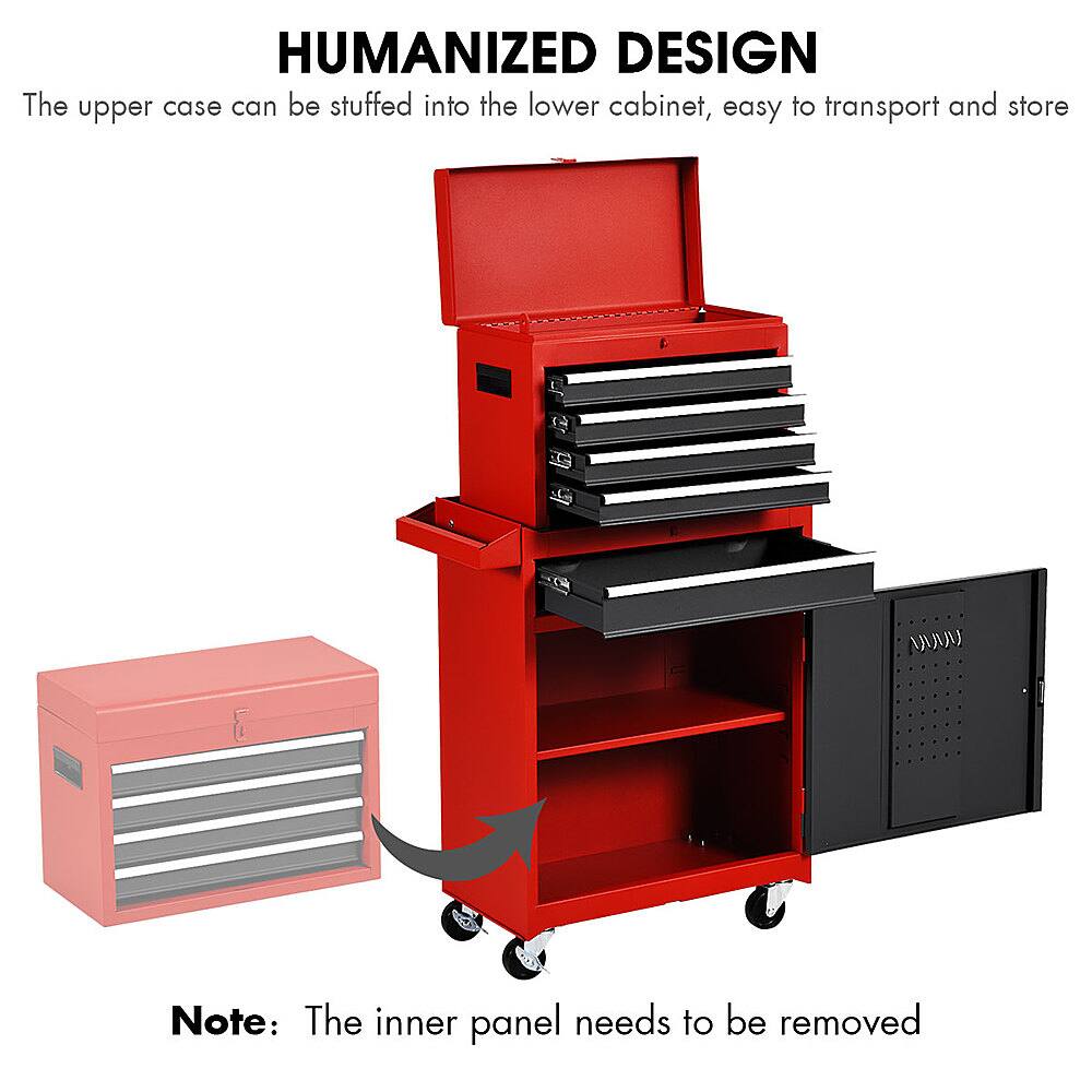 The upper case can be easily stuffed into the lower cabinet for convenient transport and storage. However, the inner panel needs to be removed beforehand.