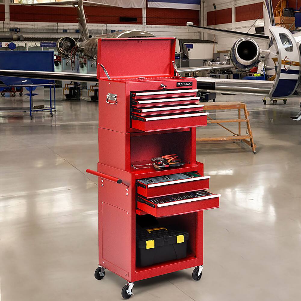 Alt View 13. Costway - Costway 6-Drawer Rolling Tool Chest Storage Cabinet w/Riser - Red.