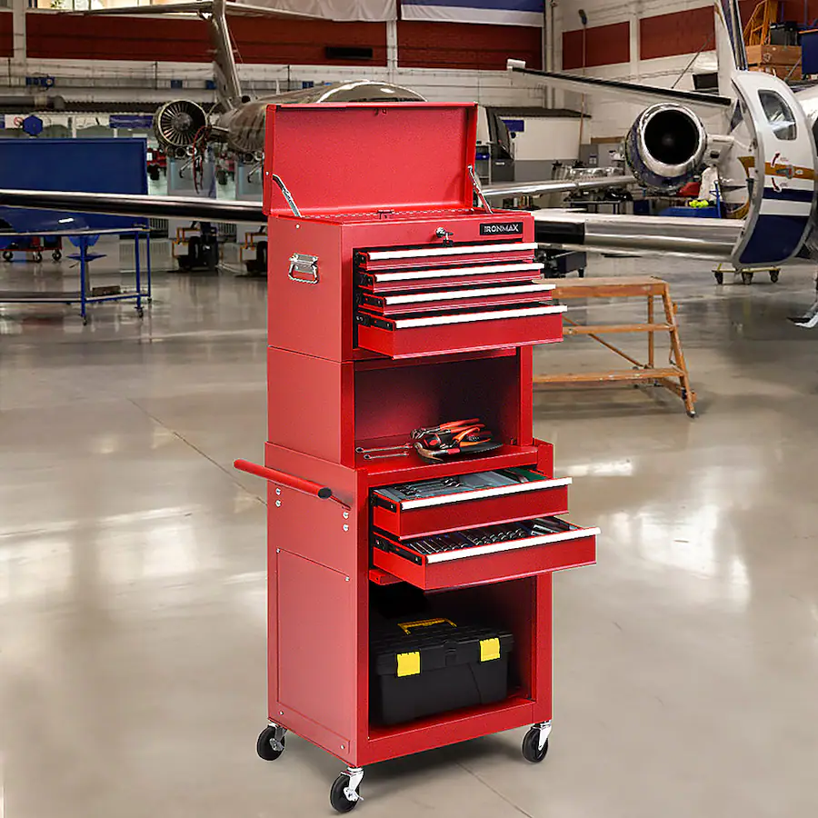 Costway 6 Drawer Rolling Tool Chest Storage Cabinet w/Riser Red ...