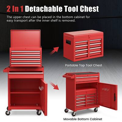 8 Drawer Double Dresser Dresser w/High Gloss Drawers Dual