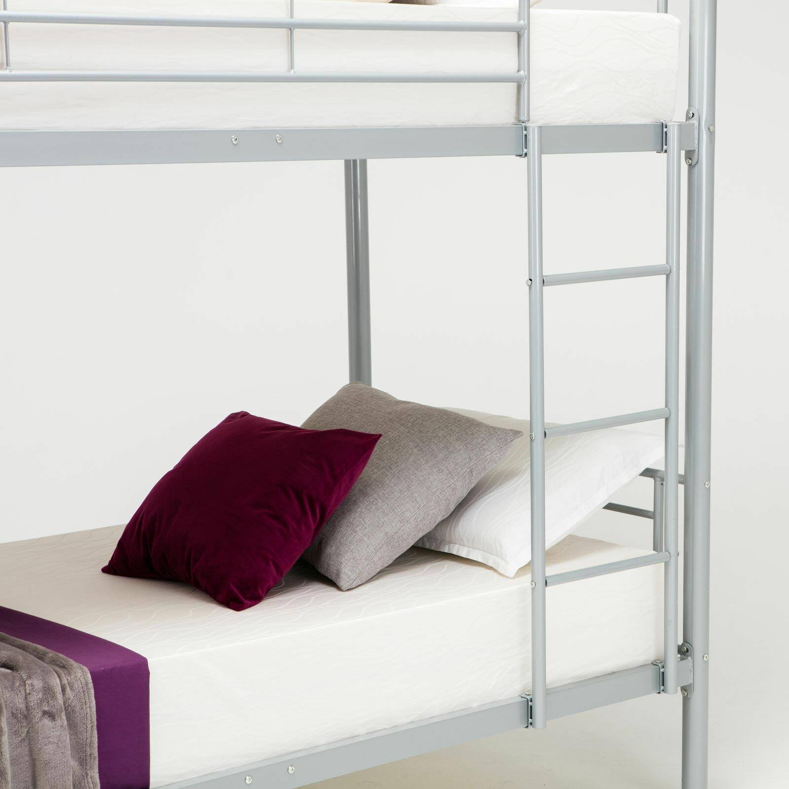 Alt View 3. Winado - 78" Modern Metal Bunk Bed Heavy Duty Twin Over Twin Size Bed Frame with Ladder for Kids Adult Children Bedroom Dorm - Grey.