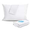 Front. FAUNNA - Waterproof Cotton Pillow Protector with Zipper, 600 Thread Count, OEKO-TEX Certified, Machine Washable - 4 Pack - White.