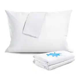 FAUNNA - Waterproof Cotton Pillow Protector with Zipper, 600 Thread Count, OEKO-TEX Certified, Machine Washable - 2 Pack - White