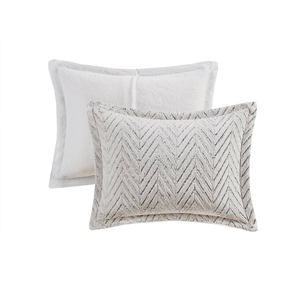Alt View 3. Gracie Mills - Gracie Mills Cornelia Chevron Plush Down Alternative Comforter Set - Ivory.