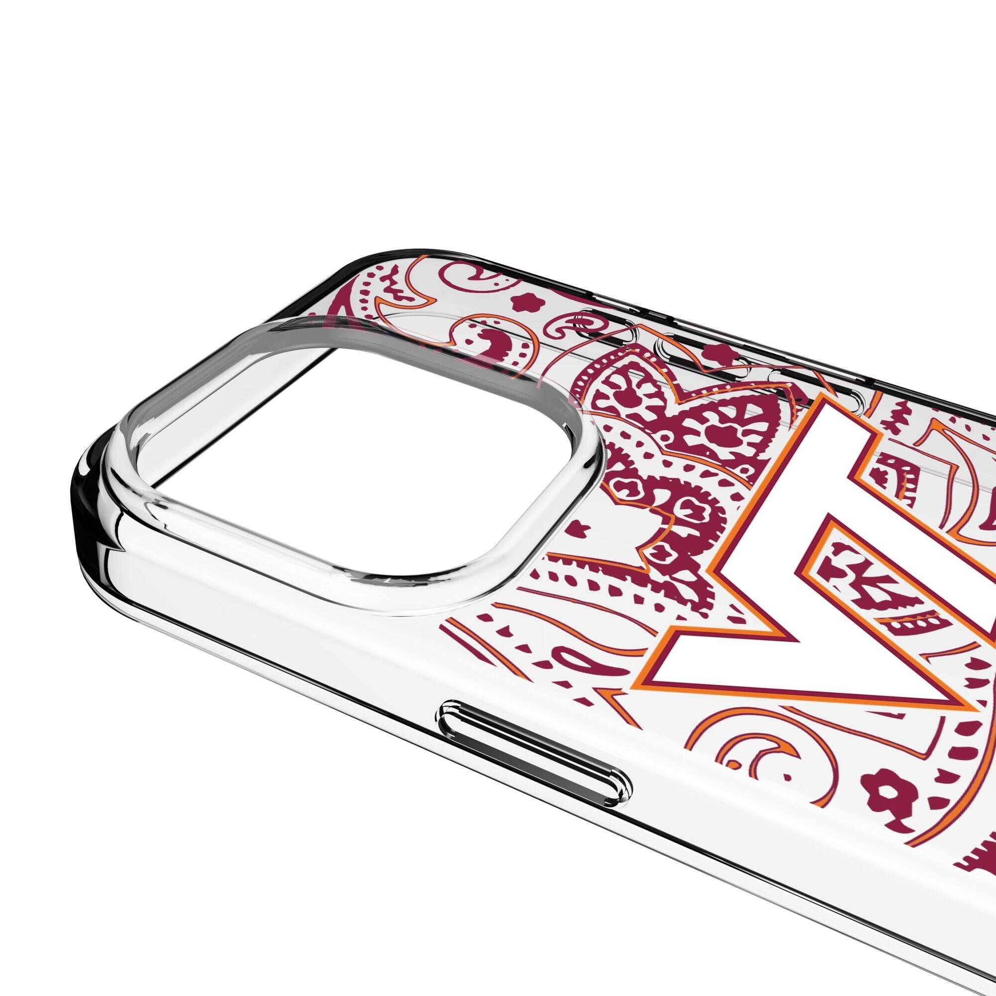 Alt View 2. Keyscaper - Virginia Tech Hokies iPhone Paisley Design Clear Case - 13 mini - Multicolor.