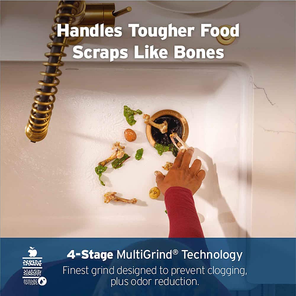 Handles Tougher Food Scraps Like Bones: 4-Stage MultiGrind Technology - Finest grind designed to prevent clogging, plus odor reduction.