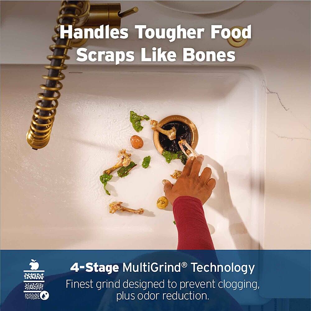 Handles Tougher Food Scraps Like Bones: 4-Stage MultiGrind Technology - Finest grind designed to prevent clogging, plus odor reduction.