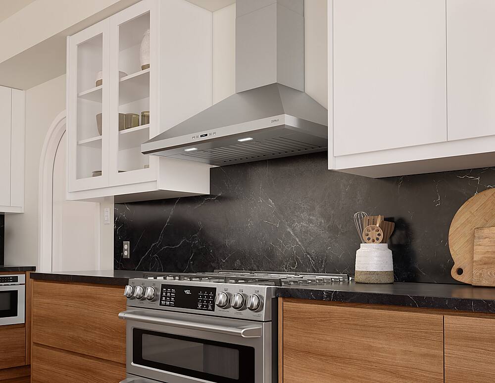 Alt View 12. Zephyr - Siena 30 in. 650 CFM Convertible Wall Mount Range Hood with LED Lighting - Stainless Steel.