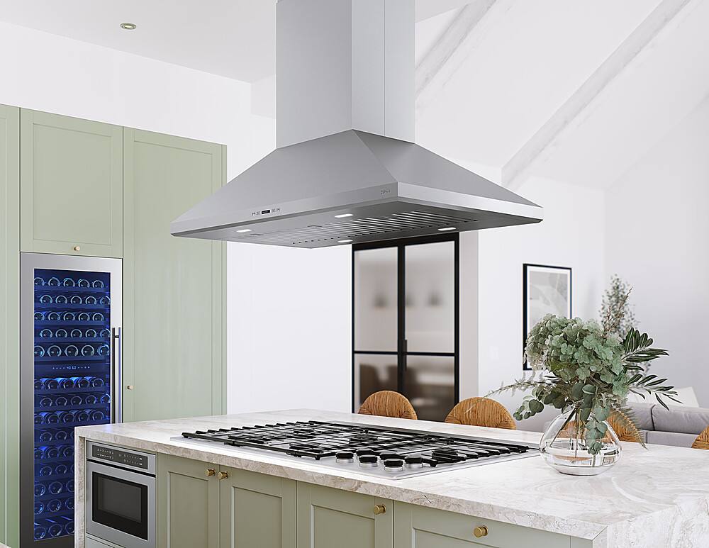 【2plan】Stanford over brushed hood Zephyr 48 inches Externally Vented Island Range Hood