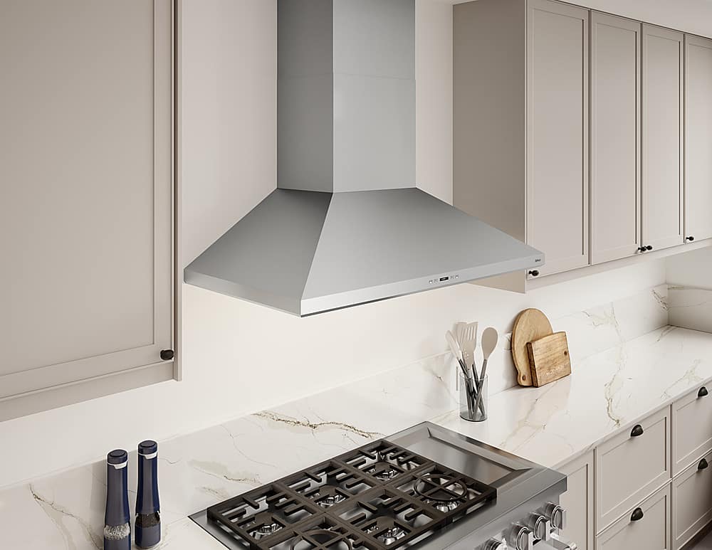 Alt View 14. Zephyr - Siena 36 in. 1200 CFM Externally Vented Wall Mount Range Hood with LED Lighting - Stainless Steel.