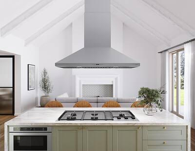 Zephyr 42 inches Externally Vented Island Range Hood Stainless Zephyr 42 inches Externally Vented Island Range Hood Stainless