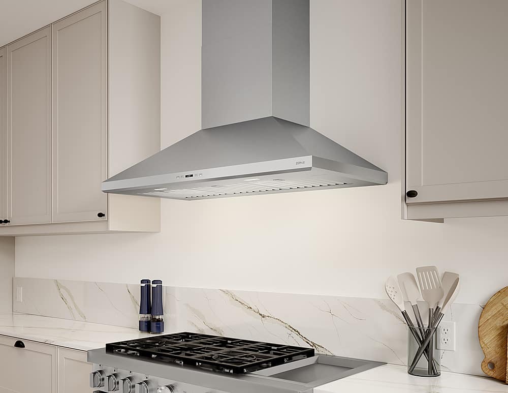 Alt View 12. Zephyr - Siena 48 in. 1200 CFM Externally Vented Wall Mount Range Hood with LED Lighting - Stainless Steel.