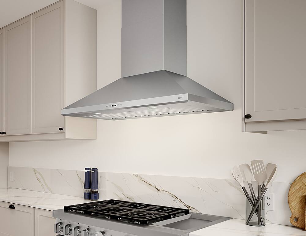 Alt View 12. Zephyr - Siena 48 in. 1200 CFM Externally Vented Wall Mount Range Hood with LED Lighting - Stainless Steel.
